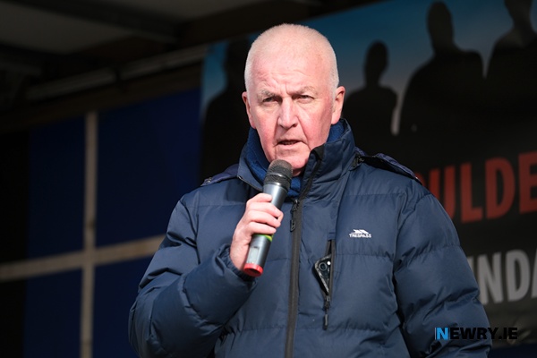 Eddy Curtis speaking at the rally. Photograph: Columba O'Hare/ Newry.ie 