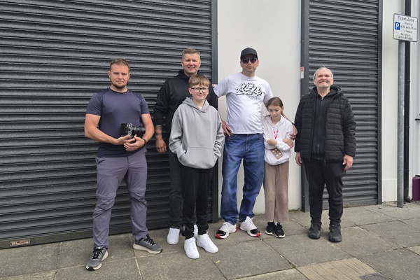 Dan Gebski, second from left and the team behind the No Way Out video and song.