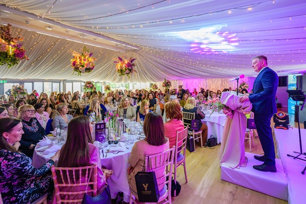 Conor Patterson, President, Newry Chamber delivering his welcome address at Newry Chamber’s 2026 International Women’s Day at Killeavy Castle Estate.