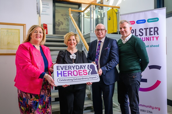 Jacinta Linden (CEO Bolster Community) and Martina Flynn (Chair Bolster Community) with Michael Savage (Newry Chamber) and Eamonn Connelly (Newry BID). Photograph: Colum Lynch Photography