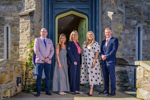 Michael Savage, CEO, Newry Chamber, Ella McCumiskey, Aine Larkin and Lesley McGarrity from Principal Sponsor, Younique Aesthetics Clinic and Conor Patterson, President, Newry Chamber.