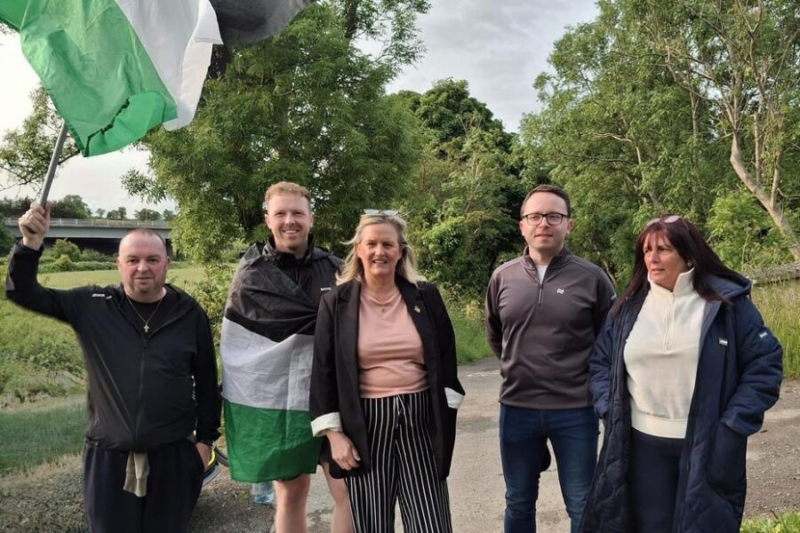 Cllr Aidan Mathers, Cllr Cathal King, Cllr Geraldine Kearns, Daire Hughes MP and Cllr Valerie Harte at the March for Gaza.