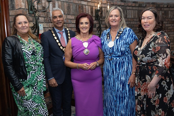 Hanna McDonnell, President of Dundalk Chamber, Kailash Chada, President of NI Chamber, Edwina Flynn, President of Newry Chamber, Cllr. Geraldine Kearns, Vice Chair of Newry, Mourne and Down District Council and Colleen Tinnelly, President of WBR Chamber.
