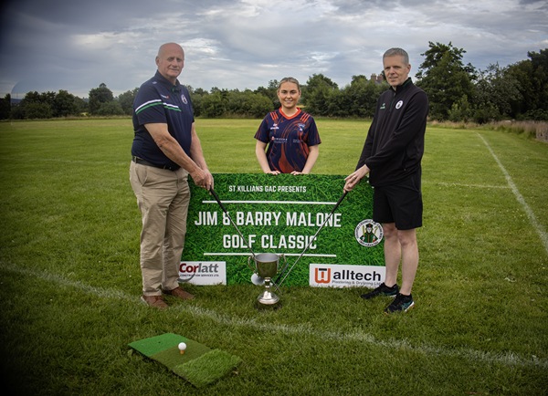 Kieran Shields, Chairman and Brian McKeown, Treasurer St Killian’s GAC, were delighted to be joined by their Armagh Minors player Ruby Murphy to launch the inaugural Jim and Barry Malone, Golf Classic in memory of the much loved Whitecross brothers.