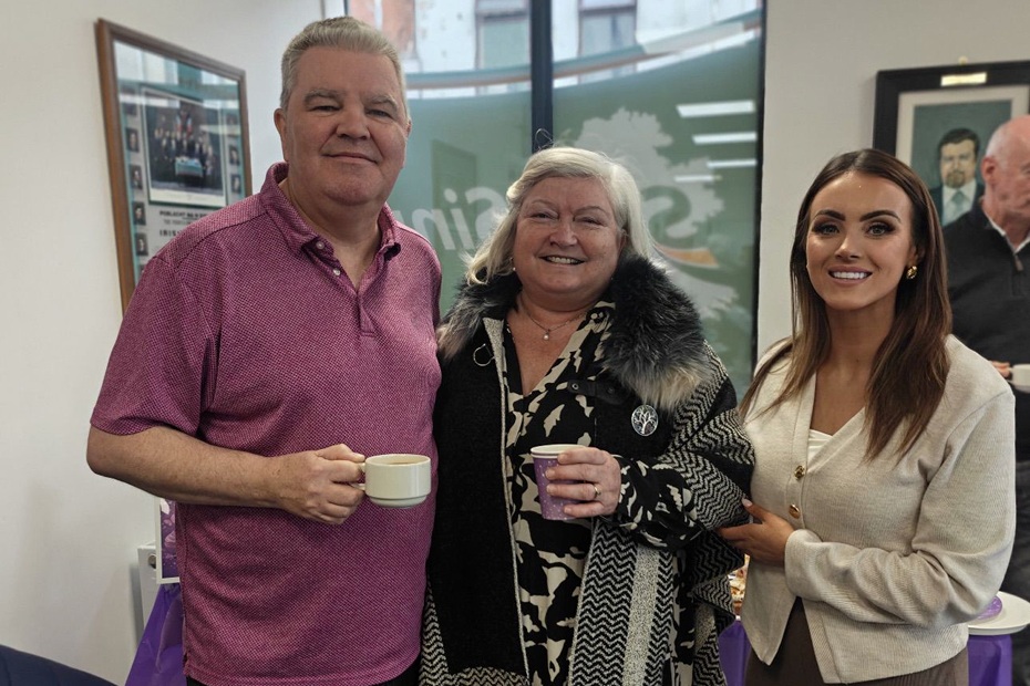 Cathal Boylan MLA and Cllr Sarah Duffy, ABC with Eileen Murphy, CEO Women's Aid Armagh Down.