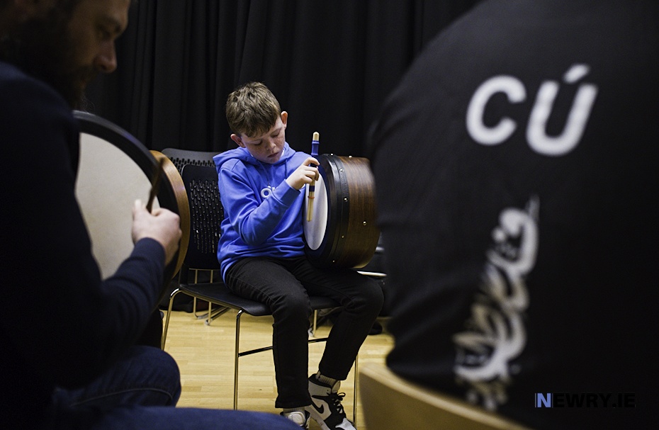 A young TAP musician performs at the AE Russell event. Photograph: Columba O'Hare/ Newry.ie 