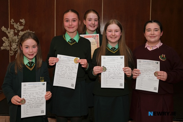 Certificate winners at Newry Feis in Class 10 Boys and Girls over 12 and under 13 Test Piece: "How Was School?" by Lindsay Mac Rae. Photograph: Columba O'Hare/ Newry.ie