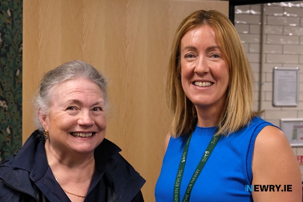 Eve Earley and Suzanne Murdock pictured at the Coffee & Cake’ event at The Hub Newry to celebrate European Coworking Day. Photograph: Columba O'Hare/ Newry.ie