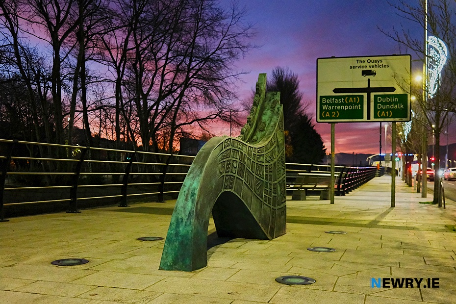 The wave sculpture at Buttercrane Quay. Photograph: Columba O'Hare/ Newry.ie 