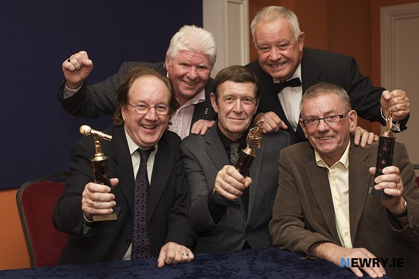 Members of the Hilton showband Ricky McVeigh, Mickey Doran and Tommy Tohill picked up a lifetime achievement award at the event with the help of Gabby Curran and Gene Fitzpatrick.