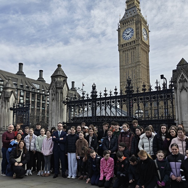 St Paul's High School visitors to London.