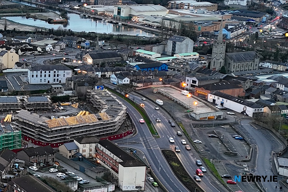 The new housing development (bottom left)  on the grounds of the old St Clare's school and convent. Photograph: Columba O'Hare/ Newry.ie 