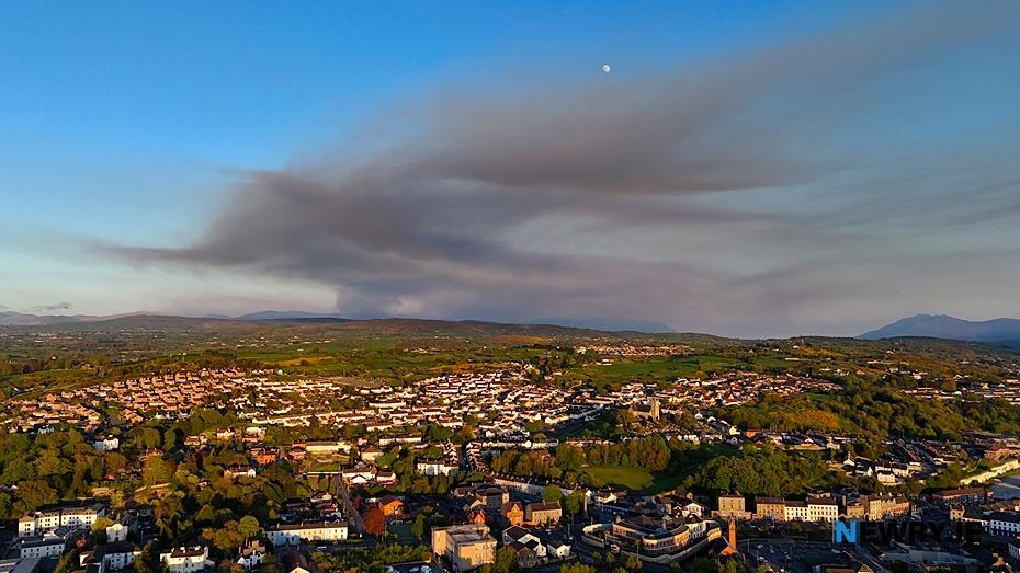 Smoke over Newry from the Mourne Mountains fire. Photograph: Columba O'Hare/ Newry.ie 