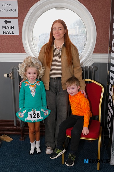 Lauren McKeown with cousins Annie and Tommy Heaney at the first day of Newry Musical Feis. 