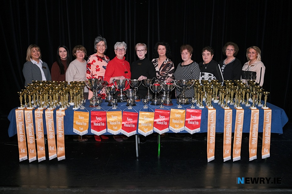 Launching the 2026 Newry Musical Feis are from left: Helen Toner, Irish Dancing Assistant Secretary; Fiona Flynn, Music Secretary; Mary Flynn, Treasurer; Giovanna McKinney, Adjudicator; Jean Ann Marner; Chairperson; Mary Goss, Administrator; Minnette Kieran, Adjudicator; Sheila Nolan, Irish Dancing Secretary; Rea Moan, Assistant Irish Dancing Secretary; Catherine Kerrin, Speech Secretary and Ciara Wadsworth, Committee.