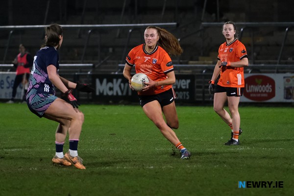 Blaithín Mackin presses forward against Mayo. Photograph: Columba O'Hare/ Newry.ie