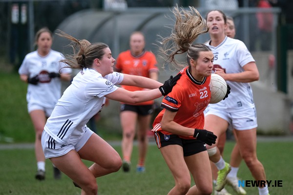 Caoimhe McNally under pressure against Kildare.