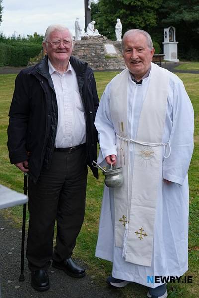 Peter Mallon with Fr Oliver Stanfield at Calvary in Omeath.