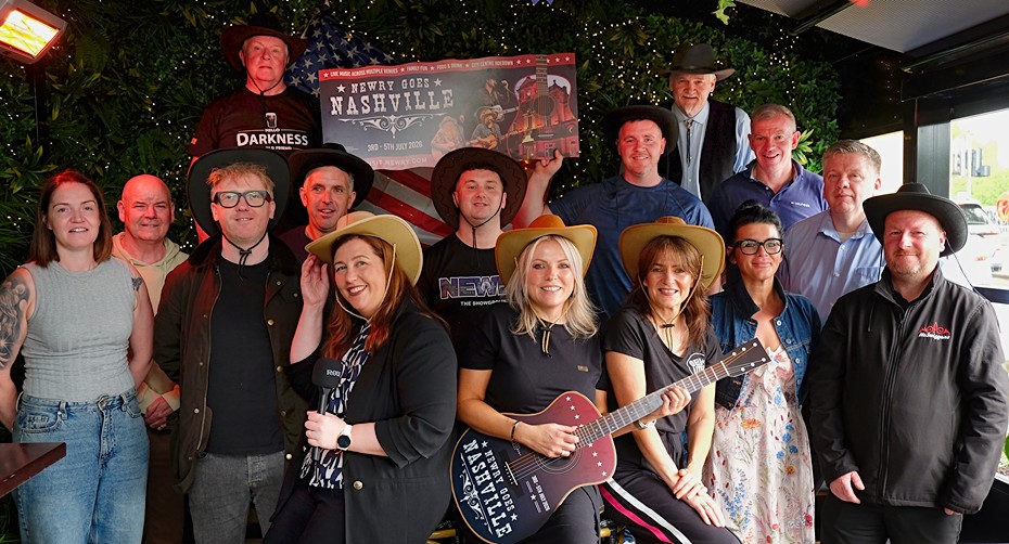 Pictured at the launch of Newry Goes Nashville are from left: Colleen Lennon, The Oliver; Barry Reilly, Ginger Janes; Pádhraic McArdle, Snaubs; Joe Moan and Ross McArdle, Nan Rices; Orla Hayes, Canal Court Hotel; Ruairi Cahill, Funk Soul Media; Sabrina McTaggart, Magees Bar; Ciaran Fox, Tempo Promotions; Siobhan Reel, Deli Lites; Sean Og McBraoin, Iúr FM; Cathy Goodfellow, Cobbles Bar; Eamonn Connolly, Newry BID; Kevin O'Neill, The Bank Bar and Restaurant and Andrew Connolly, McSwiggans bar. Photograph: Columba O'Hare/ Newry.ie 