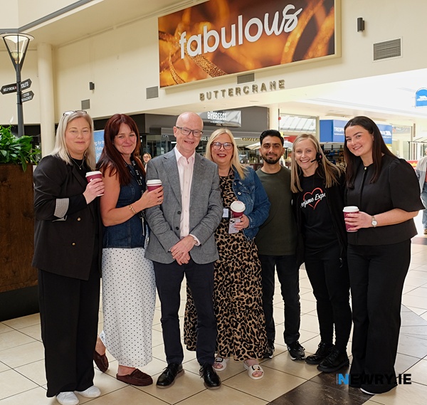 Staff from Buttercrane stores pictured with Peter Murray on his last day in charge at the Buttercrane.  