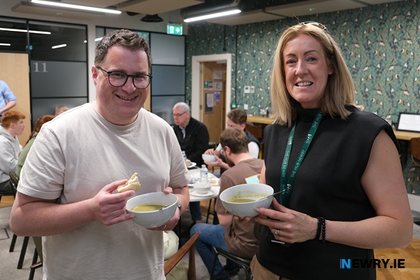 Michael Scott, Newry Reporter with Suzanne Murdock, The Hub at the Coworking celebration. Photograph: Columba O'Hare/ Newry.ie 