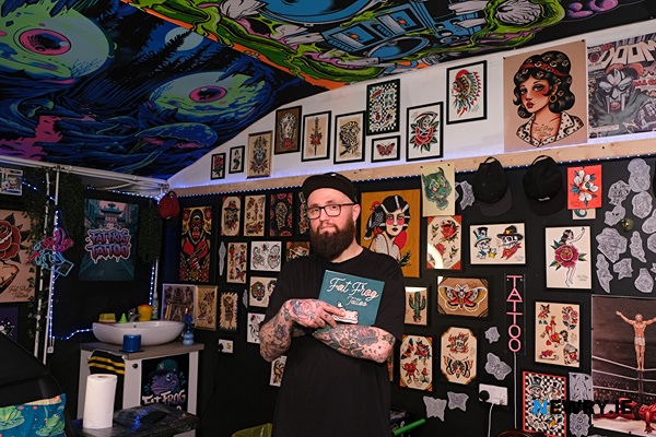 Raff with some of his work.