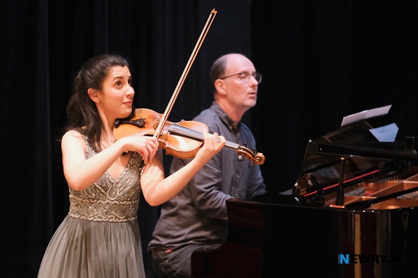 Maria-Estella Fischer performing tonight in the preliminary round of the Newry Musical Feis Young Musician of the Year competition tonight in Newry Town Hall. The final of both the Young Musician and the Young Singer of the Year take place tomorrow night 13 April at 6.30pm in Newry Town Hall with the winner in each taking home a fantastic £2500. Photograph: Columba O'Hare/ Newry.ie 
