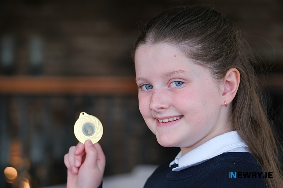 Newry Youth Performing Arts student Cate Forde winner of the Gabrielle Perpetual Challenge Cup for the Highest mark in any solo class where own choice is permitted under 12 years, excluding Drama	