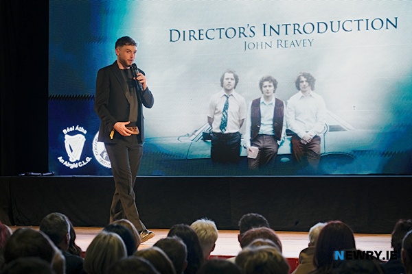 John Reavey speaking at a Reavey Brothers film showing in Silverbridge in early 2026. Photograph: Columba O'Hare/ Newry.ie 