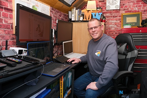Kieran Meaney in his high-tech Weather Station. Photograph: Columba O'Hare/ Newry.ie 