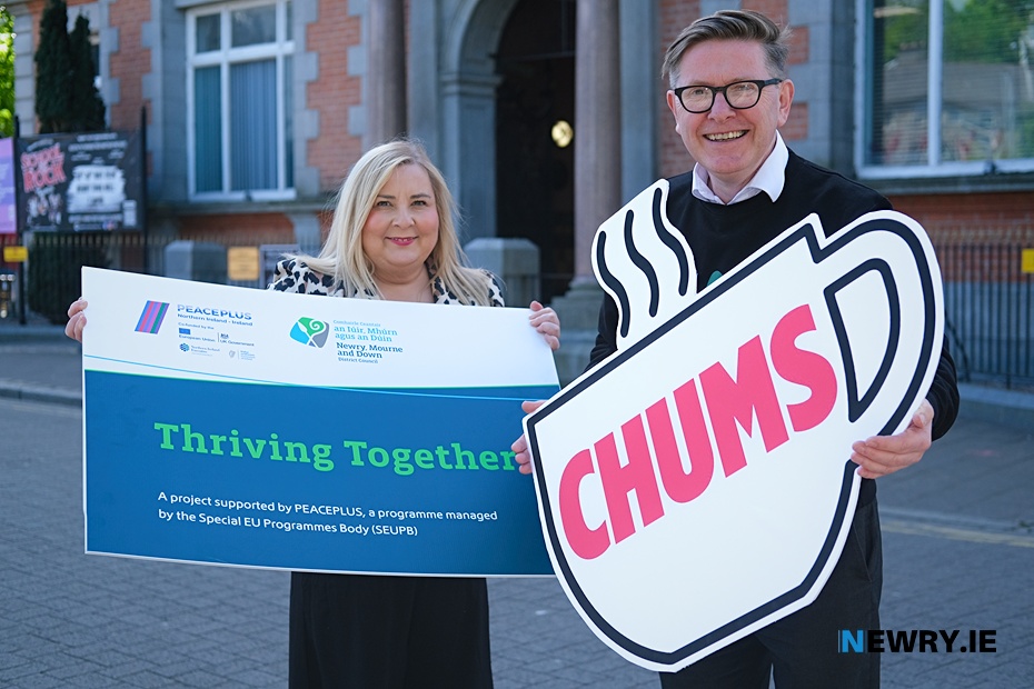 Eamon Quinn, Manager of The Chums Programme pictured with Helen Morrison, Delivery Lead for MayWe Events at the launch of the programme at Newry Town Hall. Photograph: Columba O'Hare/ Newry.ie 