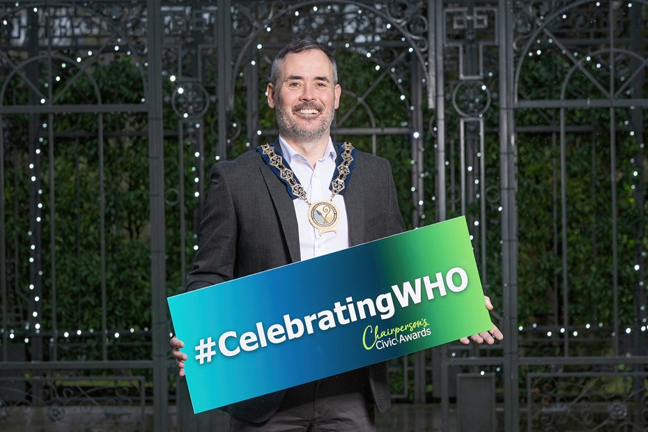 Newry, Mourne and Down District Council Chairperson, Councillor Philip Campbell, launching the #CelebratingWHO campaign, encouraging residents to think about who in their lives goes above and beyond for others and to put them forward for recognition through his Civic Awards nominations.