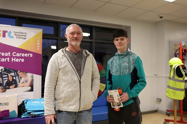 Gary Cousins and son Michael Spire-Cousins who attended the Greenbank apprenticeship Open Evening to explore post GCSE options.