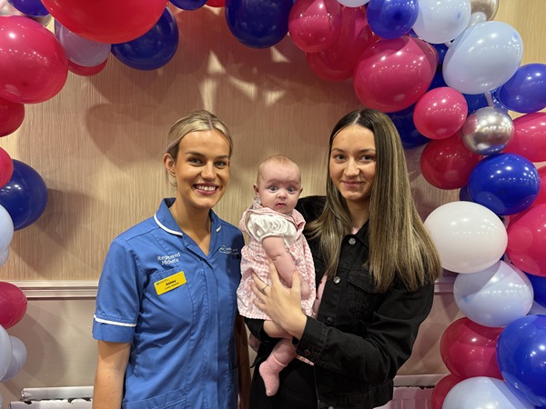 Abbey was mum Paige’s (from Rathfriland) named midwife, pictured with four-month-old Aria.