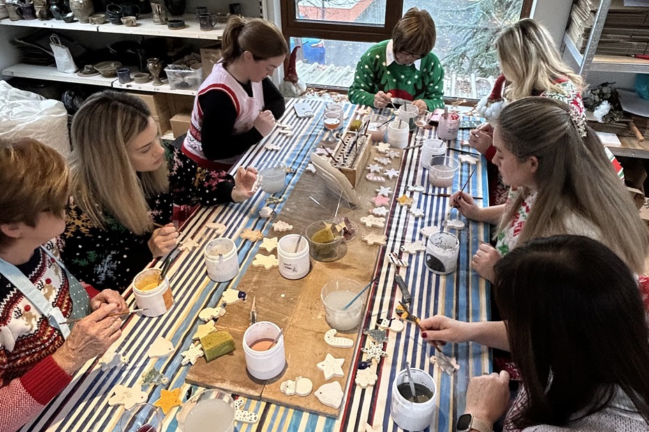 The Christmas Ornament workshop in full swing