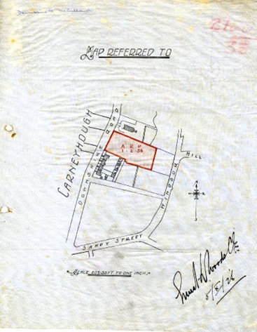 Conveyance map for a property on Downshire Road, Newry in the townland of Carnyhough.  Newry & Mourne Museum Collection. 