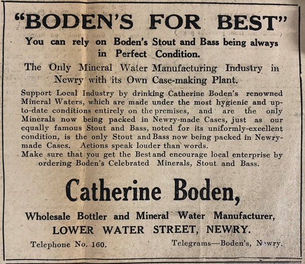 Image of Catherine Boden advertisement taken from Newry and District scrapbook covering the years 1907-1987. Newry & Mourne Museum Collection