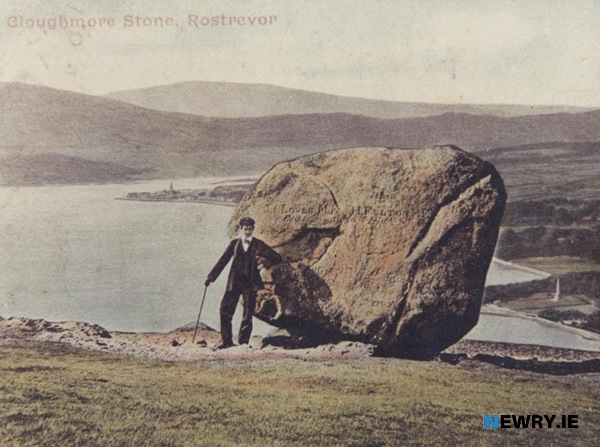 Visitors to Rostrevor can take in the beauty of the local landscape from Cloughmore Stone. Newry & Mourne Museum Collection