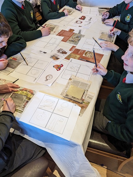 A local school who attended the printing etching workshops inspired by the Newry Artists Past and Present exhibition 2024 © Newry and Mourne Museum Collection