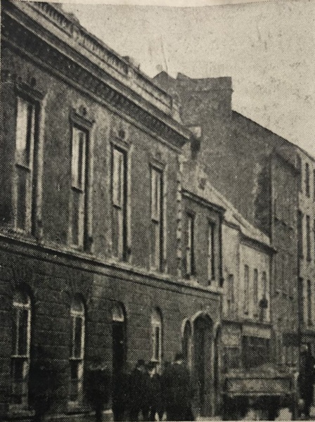 Photograph of Newry News Room (also known as the  Commercial Coffee Room) from Typescript notes, etc., on old houses in Newry, by J. Connellan. Courtesy of the Deputy  Keeper of the Records, the Public Record Office of Northern Ireland (PRONI) D2355/3/9