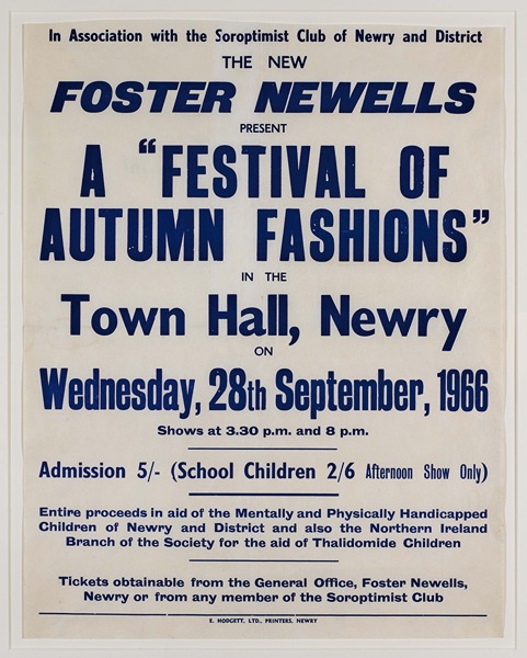 Poster for a charity fashion show organised by the Newry Soroptimists from 1966. Newry & Mourne Museum Collection.
