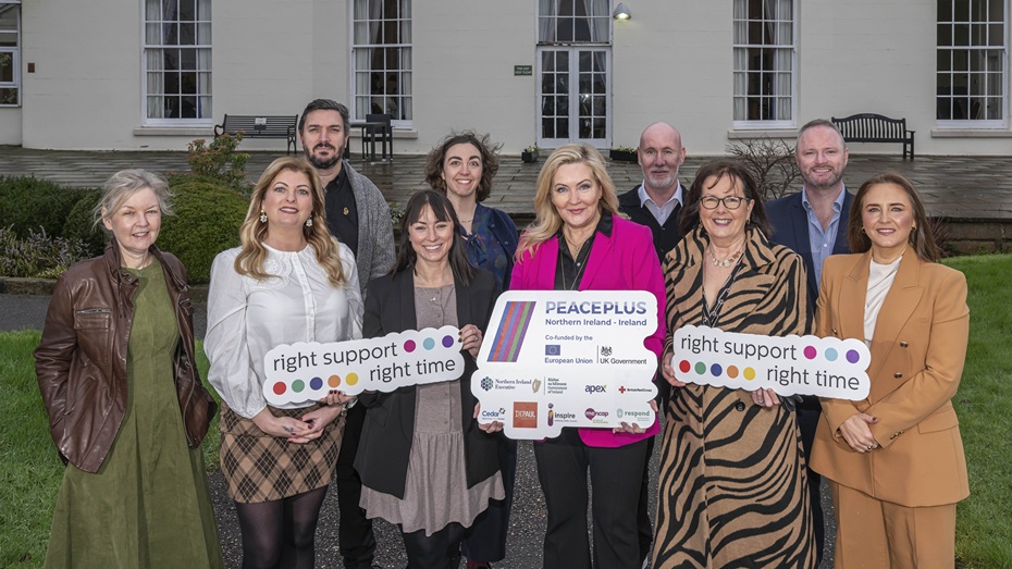  Pictured at the launch of RSRT are from left: Jacqueline McDevitt, Department of Health NI; Seana Hippsley, Apex Housing Association; John Dermody, Depaul; Louisa Carr, Respond; Dáire Moloney, British Red Cross; Gina McIntyre, SEUPB; Alex Bunting, Inspire; Deirdre Canavan, Depaul; Johny Turnbull, Cedar Foundation and Karen Gilgunn, Mencap.