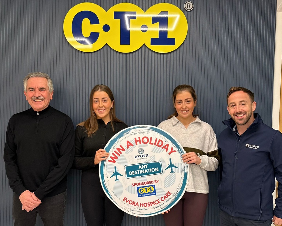 Evora Hospice Fundraiser James McCaffrey pictured with CT1 Director James Walsh and Hospice supporters Anna & Katie Rowland