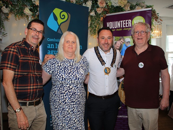 Representatives from Iúr Cinn Fleadh l-r Columba O'Hare, Teresa O'Brien, Council Chairperson, Councillor Pete Byrne and Brian Fitzpatrick. 