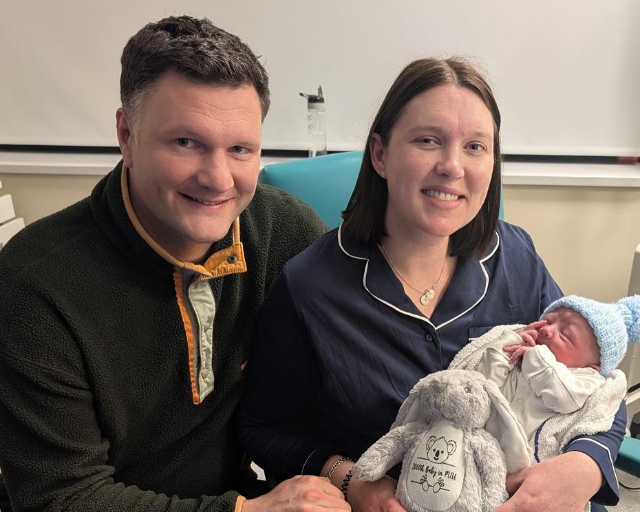 Proud parents Joanna and Alan Annett from Kilkeel with little Josh who was the 2,000th baby to be born at Daisy Hill Hospital’s midwifery led unit.