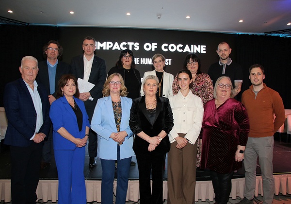 Davina’s Ark Chief Executive Officer Rosemary Rooney (front centre) with members of the Aftercare Addictions Services charity at the film premiere. The organisation recently won the Community Wellbeing Initiative Award at the All Island IPB Pride of Place Awards for its compassionate care to families and individuals affected by addiction.