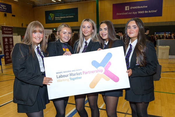 Students from St. Mark’s HS, Warrenpoint, who attended the careers fair: Jodi Coulter, Aimee McPolin, Holly Kearney, Alex Doyle and Ruby Hollywood.