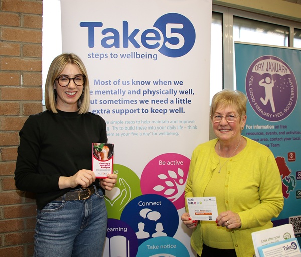Alannah Brennan (left) from Newry. Mourne and Down District Council’s Health Inequalities Officer with Alice Keenan at the Laugh Your Blues Away event at Cloughreagh Community Centre.