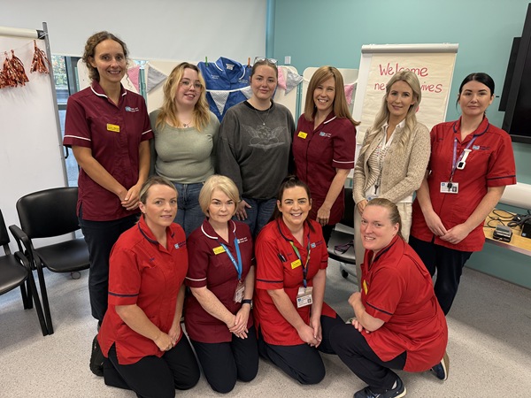 New midwives with specialist midwives and maternity team Sisters alongside Consultant Midwife Mairead