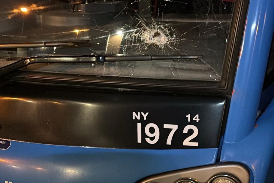 One of the damaged buses